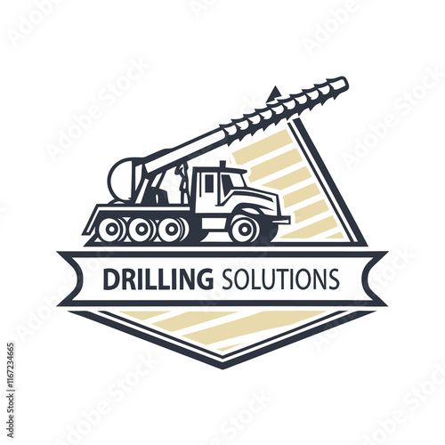 Industrial Drilling Truck Logo for Construction and Drilling Solutions Branding