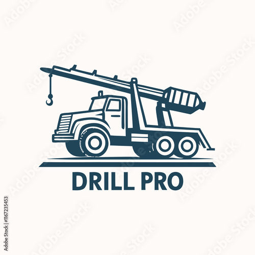 Industrial Drilling Truck Logo for Construction and Drilling Solutions Branding