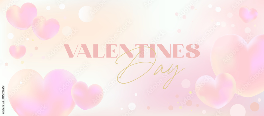 Soft pastel Valentine’s Day banner with floating pink hearts, elegant gradients, and cute aesthetic accents for romantic cards or event invitations Soft pastel Valentine’s Day banner with floating pink hearts, elegant gradients, and cute aesthetic accents for romantic cards or event invitations