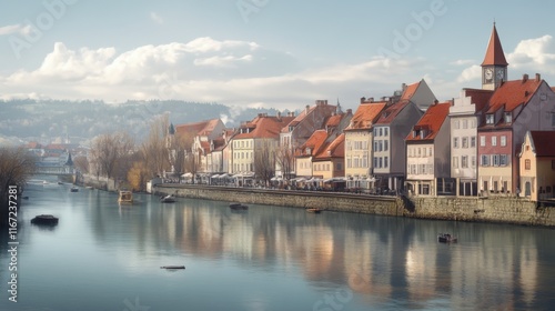 A bright sunny morning in a quaint village
