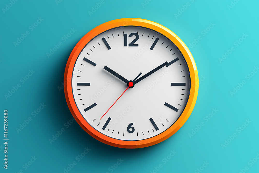 A minimalistic vector icon of a wall clock, featuring a simple circular shape with clean hour and minute hands. The design is clean and flat, with a monochromatic color palette or subtle dual-tone sty A minimalistic vector icon of a wall clock, featuring a simple circular shape with clean hour and minute hands. The design is clean and flat, with a monochromatic color palette or subtle dual-tone sty