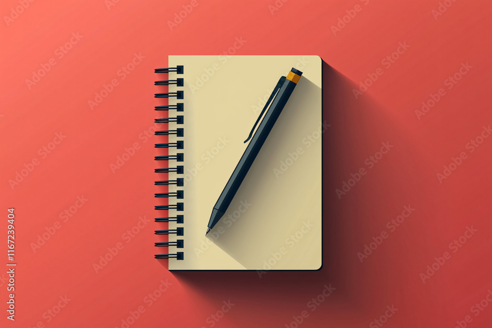 A minimalistic vector icon of a spiral-bound notebook, featuring a simple rectangular shape with evenly spaced spiral rings. The design is clean and flat, with a monochromatic color palette or subtle A minimalistic vector icon of a spiral-bound notebook, featuring a simple rectangular shape with evenly spaced spiral rings. The design is clean and flat, with a monochromatic color palette or subtle