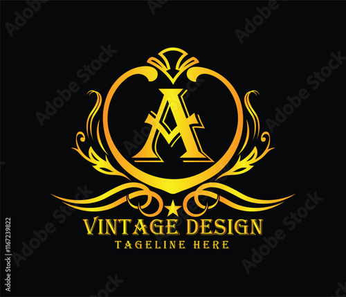 Luxary A letter logo design