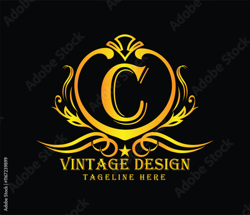 Luxary C letter logo design
