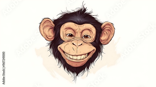 Smiling Chimpanzee Portrait: Vibrant Digital Illustration AI Generated photo