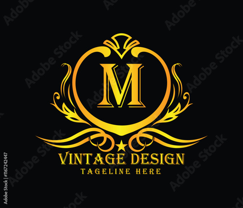 Luxary M letter logo design