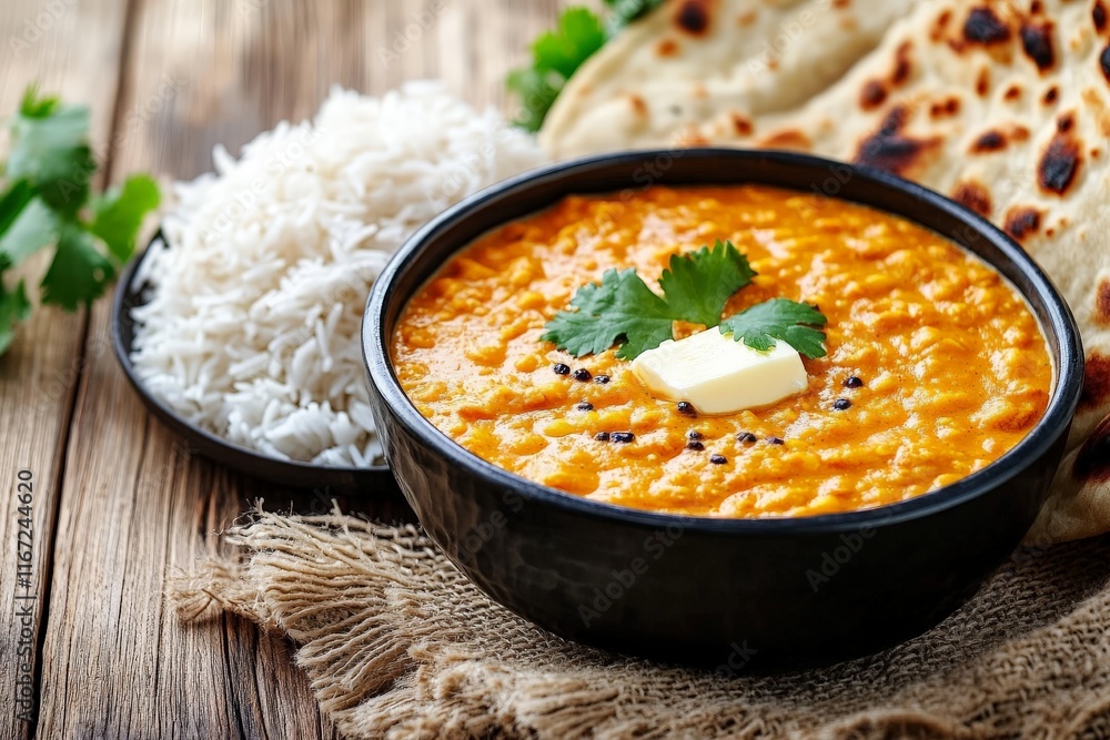 dal makhani topped with butter