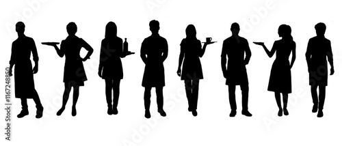 set silhouette of a waiters