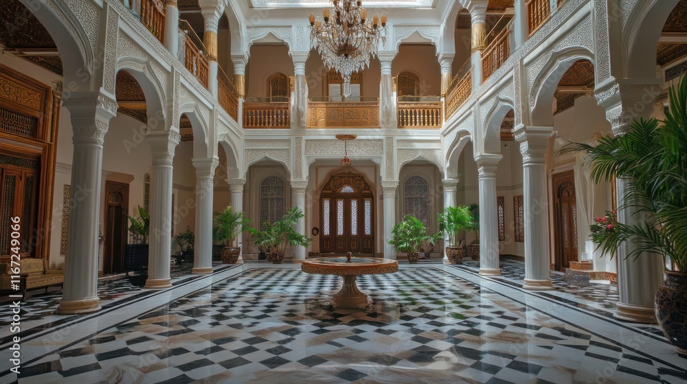 Obraz premium Magnificent Arabian Palace Interior: A Lavish Courtyard