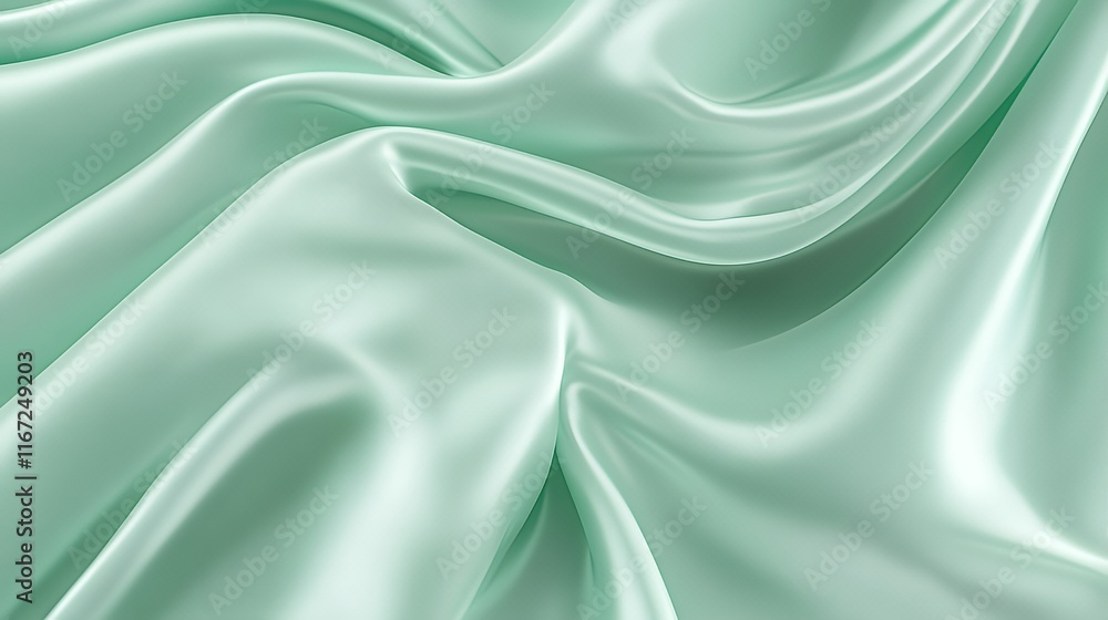 Obraz premium Elegant Draped Mint Green Silk Fabric Texture