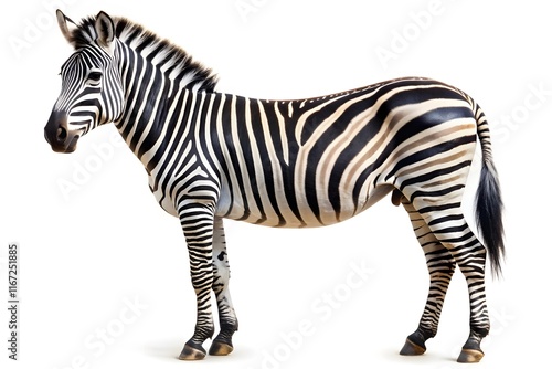 Zebra full body view isolated in white background. Zebra In White Background. photo