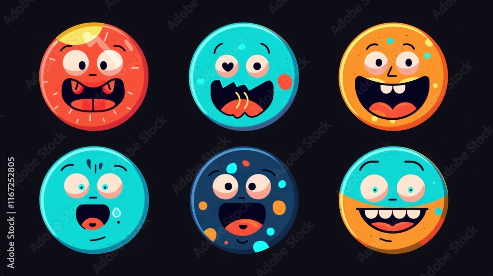 Obraz premium Colorful Round Abstract Badges Collection for Retro Design Projects