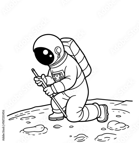 Continuous Line Drawing of a Person Space traveling