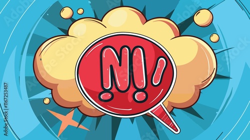 Canvas Print Vibrant Cartoon Scream Speech Bubble with NO Word - Creative Concept for Designe