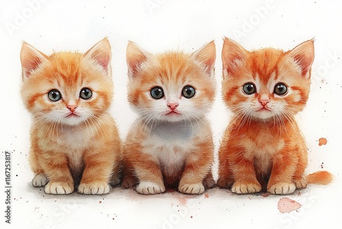 Wallpaper Mural Three adorable orange tabby kittens sitting together, showcasing their playful expressions. Torontodigital.ca