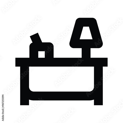 Workspace at home icon outline, on background. Editable stroke Vector