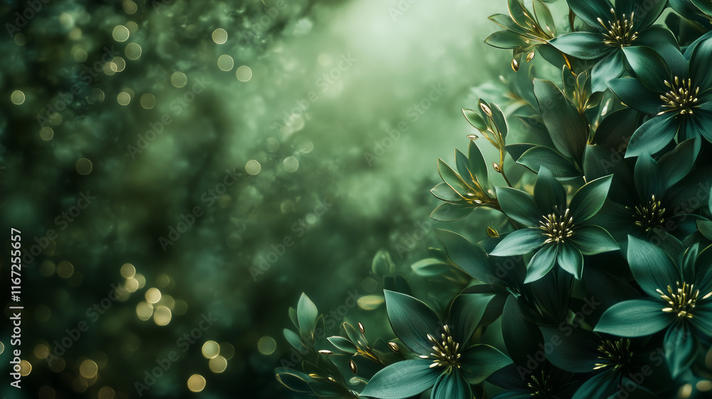 Fototapeta premium Luxury background wallpaper of green flowers