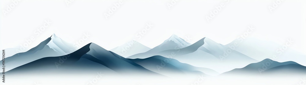 Serene misty mountain landscape with layered peaks and soft shades of blue, conveying tranquility and natural beauty, perfect for relaxation or nature-themed projects. Serene misty mountain landscape with layered peaks and soft shades of blue, conveying tranquility and natural beauty, perfect for relaxation or nature-themed projects.