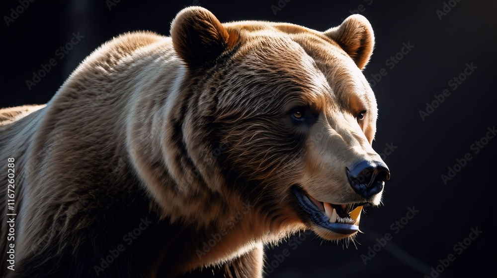 Obraz premium Brown bear on black background