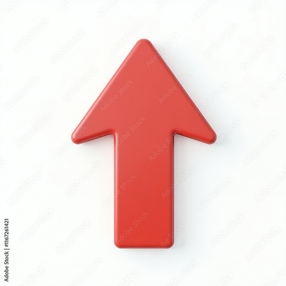 Red Up Arrow 3D Render, Simple Graphic Design Element, Directional Indicator, Progress Symbol, Growth Illustration. Red Up Arrow 3D Render, Simple Graphic Design Element, Directional Indicator, Progress Symbol, Growth Illustration.