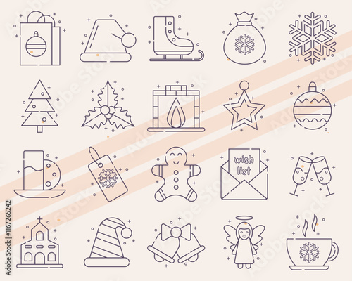 Additional Christmas-themed vector icons featuring various festive and holiday items