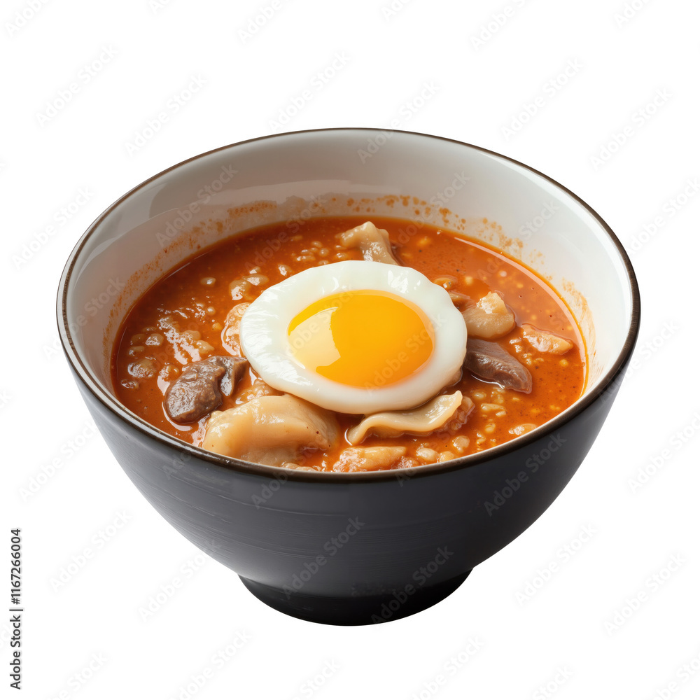 Delicious Bowl of Spicy Soup with Egg Delicious Bowl of Spicy Soup with Egg