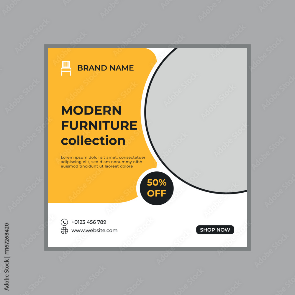 Obraz premium Modern Furniture Sale Social Media Post Template