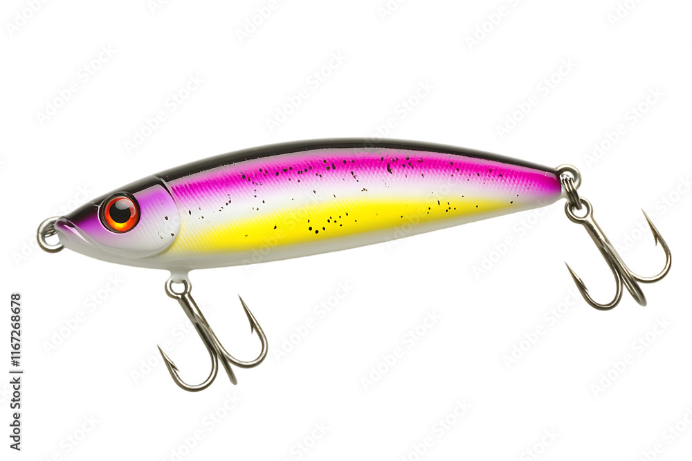 A colorful fishing lure designed to attract fish in various water conditions. A colorful fishing lure designed to attract fish in various water conditions.