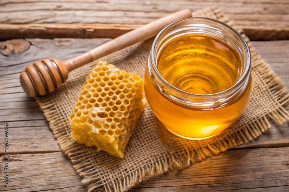 Honey jars with honeycomb Honey jars with honeycomb