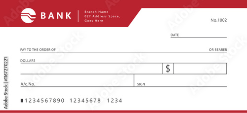modern bank cheque checkbook. money draft voucher	