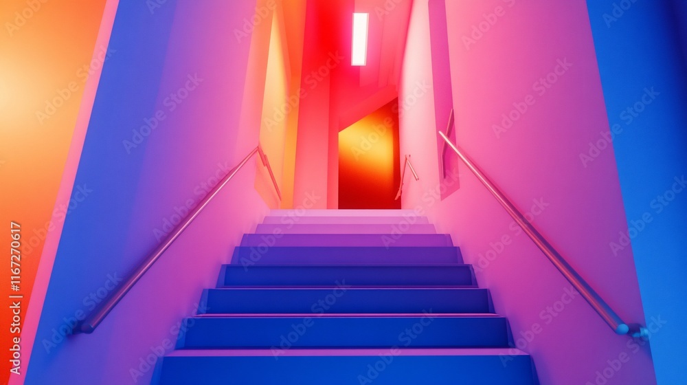 Abstract stairs with colorful gradient and light. Abstract stairs with colorful gradient and light.