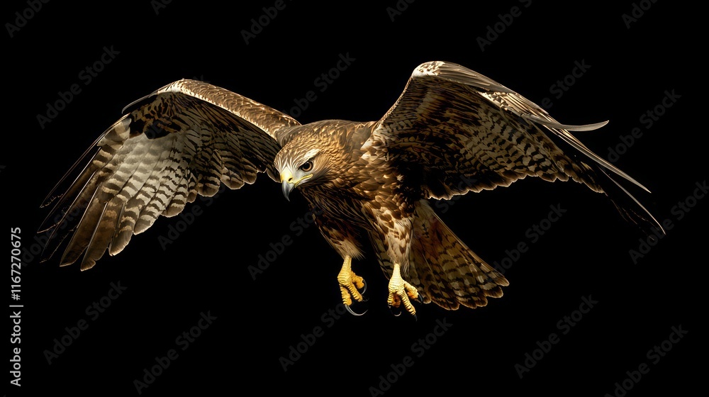 Fototapeta premium Majestic Hawk in Precise Dive Striking its Prey with Focused Determination.