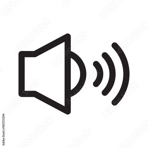 Speaker icon with sound wave details, representing audio, volume, or sound settings.