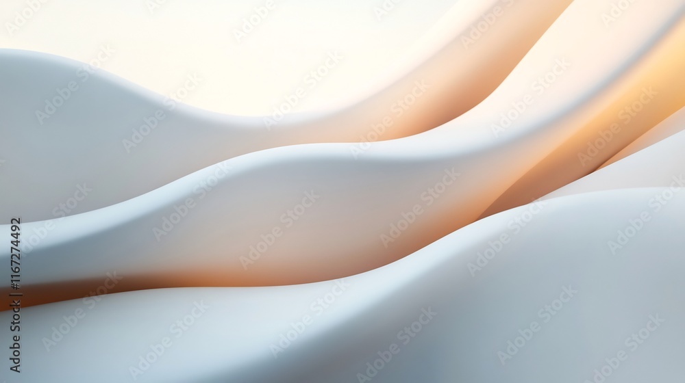 Fototapeta premium Smooth Floating Abstract Forms with Light Reflections Creating Dimensional Elegance