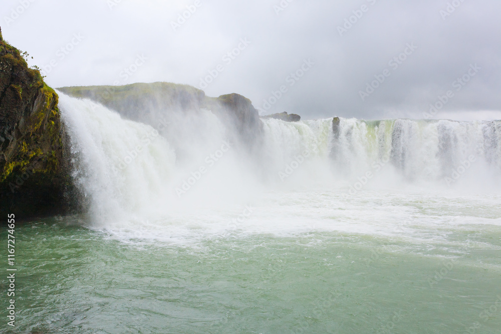 Godafoss falls in summer season view, Iceland Godafoss falls in summer season view, Iceland
