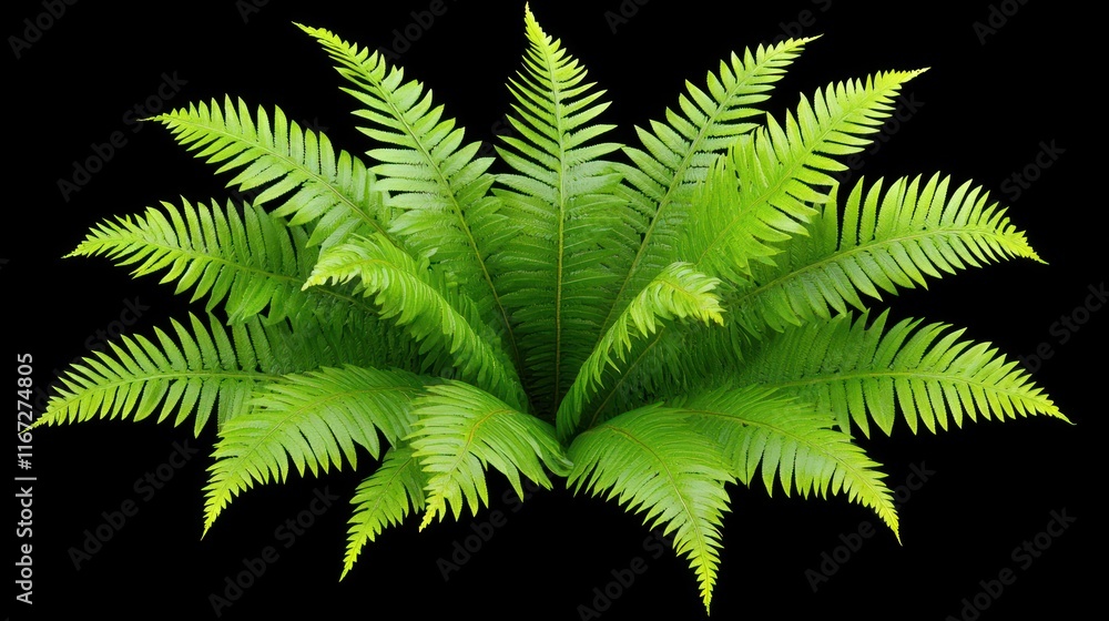 Fototapeta premium Lush green fern leaves arranged in a vibrant display.