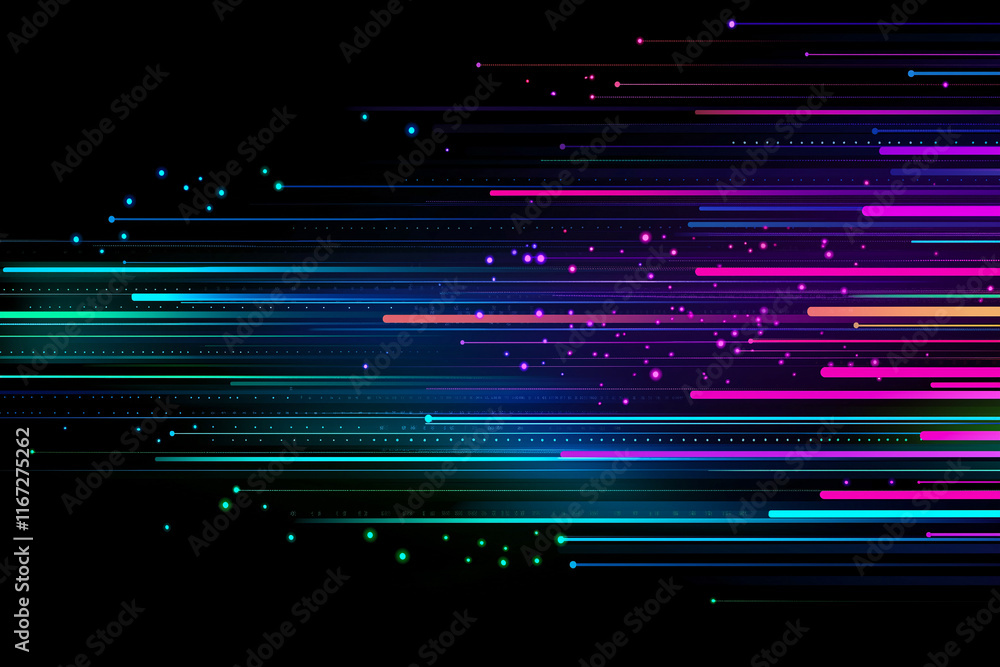 Vibrant abstract background featuring colorful lines and dots, creating dynamic and energetic visual effect. Perfect for technology and modern design themes Vibrant abstract background featuring colorful lines and dots, creating dynamic and energetic visual effect. Perfect for technology and modern design themes