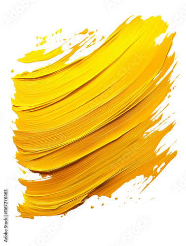 Abstract Yellow Paint Stroke on White Background