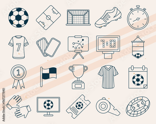 Additional soccer-themed vector icons featuring various sports and soccer elements
