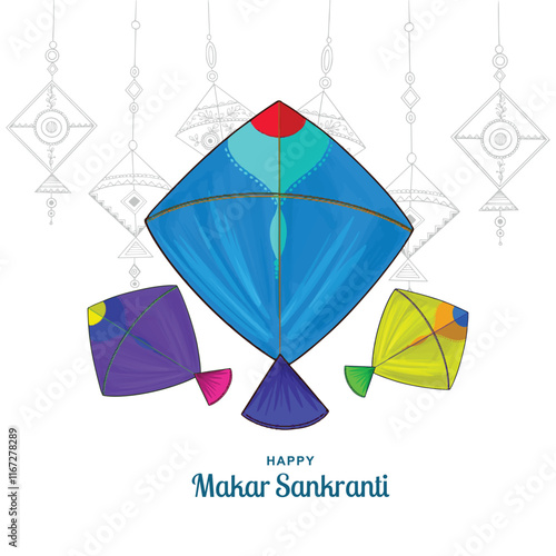 Happy makar sankranti festival greeting card background template design