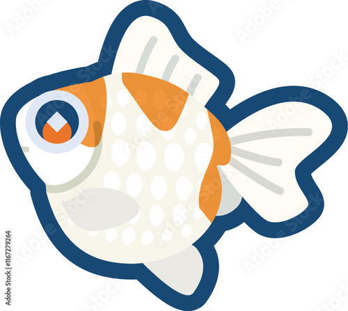 かわいい金魚（ピンポンパール）のイラスト