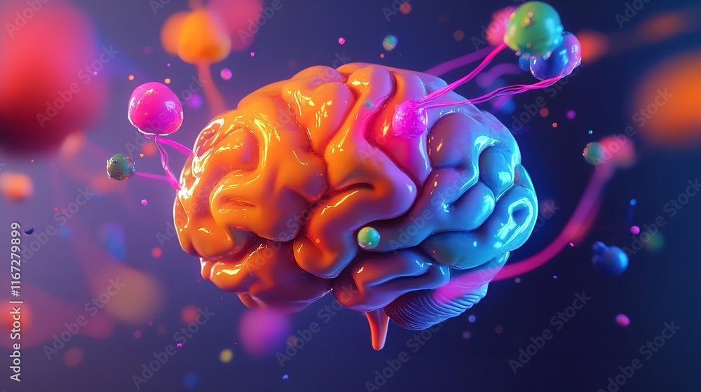 Fototapeta premium A Stylized Representation of a Brain with Colorful Elements