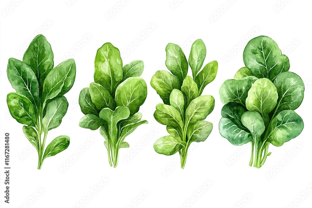 A collection of various leafy greens, showcasing different types of spinach. A collection of various leafy greens, showcasing different types of spinach.