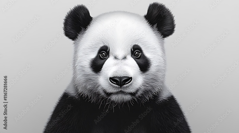 Cute Panda Face Isolated on White Background Facing Forward Cute Panda Face Isolated on White Background Facing Forward
