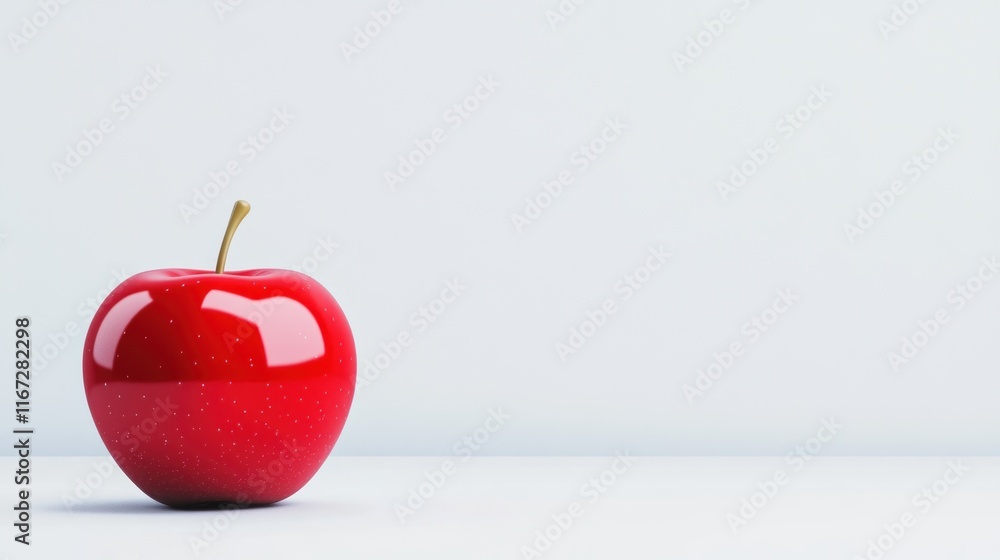 Obraz premium A shiny red apple on a minimalist background.