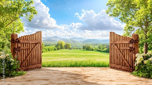 Open Gates to Freedom and Nature's Beauty photo