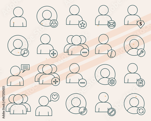 Additional user-themed vector icons featuring various profiles and user elements