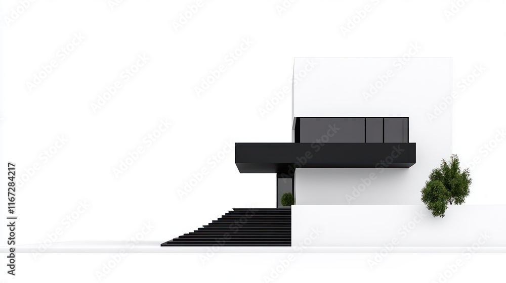 Fototapeta premium Modern architectural design featuring a minimalist facade.