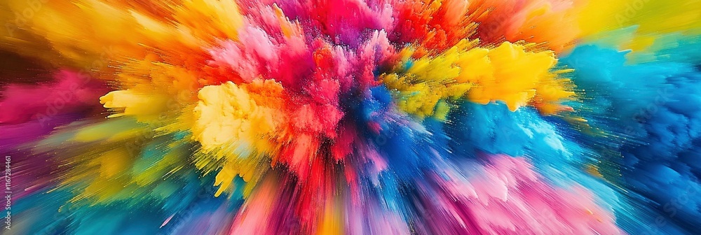 Vibrant explosion of colors, resembling an exploding paint can with bright and vivid hues, creating dynamic visual effects. Vibrant explosion of colors, resembling an exploding paint can with bright and vivid hues, creating dynamic visual effects.