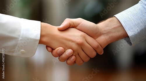 93. A professional shaking hands after finalizing a financial management deal  photo